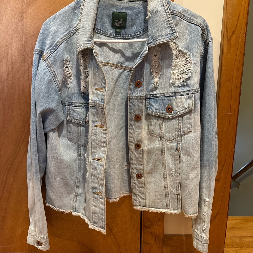 Wild Fable Distressed Light Blue Denim Jacket